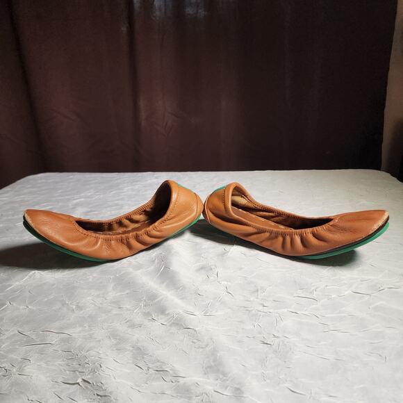 Tieks By Gavrieli Womens Size 9 Camel Leather Ballet Flats Teal Sole Balletcore - Picture 6 of 10